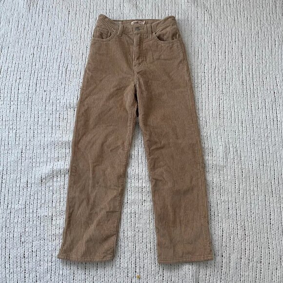Levi's Tan Corduroy Ribcage Straight Ankle Jeans - Size 25 - Picture 2 of 7